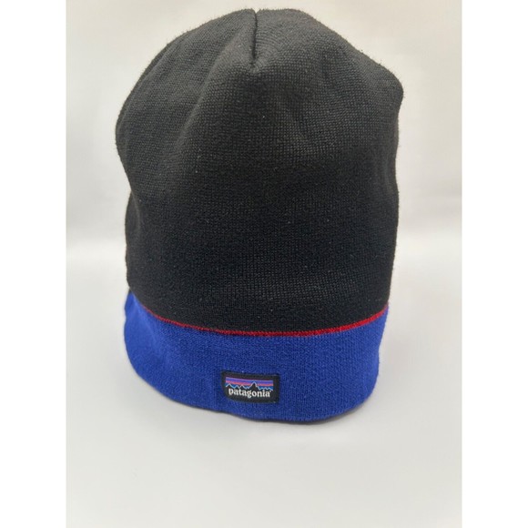 Patagonia Stripped Beanie - Black Blue‎ Red - One Size Fits Most - Picture 1 of 3
